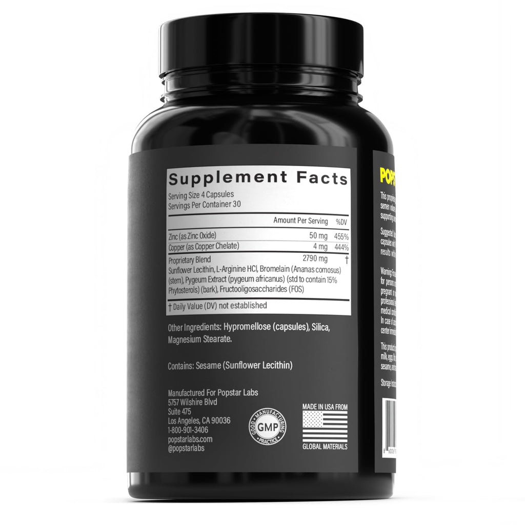 POPSTAR Labs Semen Volume Booster – Men’s Fertility &amp; Semen Health Support Supplement