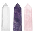 Luckeeper Healing Crystal Wands  2 Amethyst Crystal, Clear Quartz Crystal Wand & Rose Quartz Crystal Points 6 Faceted Reiki Chak