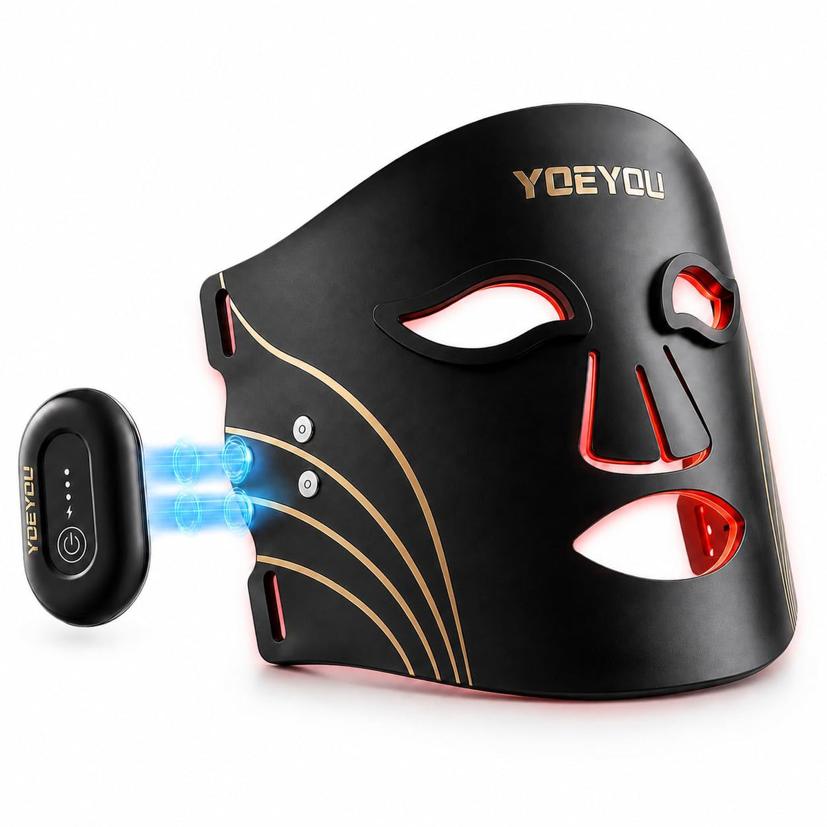 Wireless Red Light Therapy Face Mask, 4 Modes for Wrinkles, Fine Lines