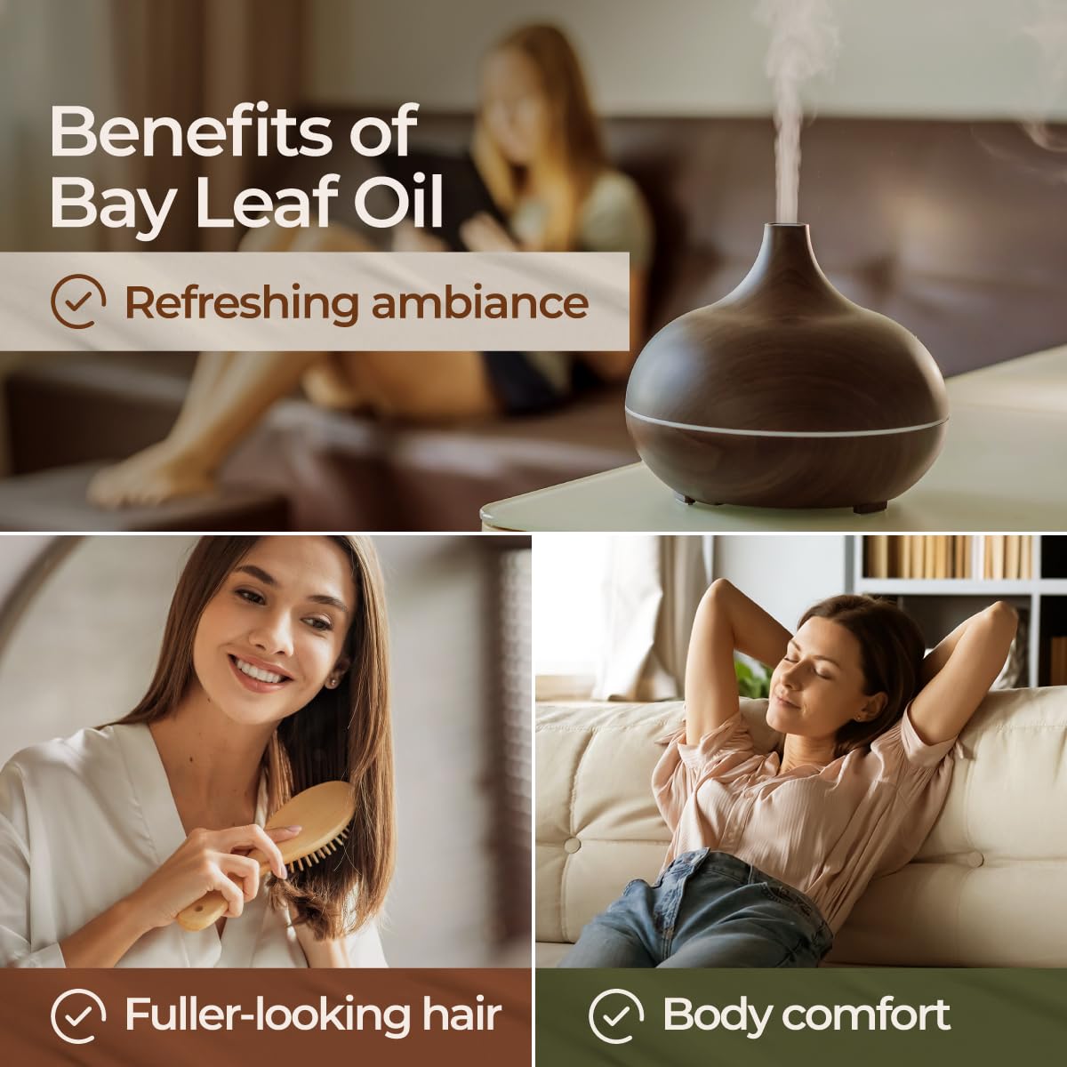 Gya Labs USDA Certified Organic Bay Leaf Essential Oil for Diffuser - 100% Pure Nautral Bay Leaf Oil Organic for Hair, Fresh Her