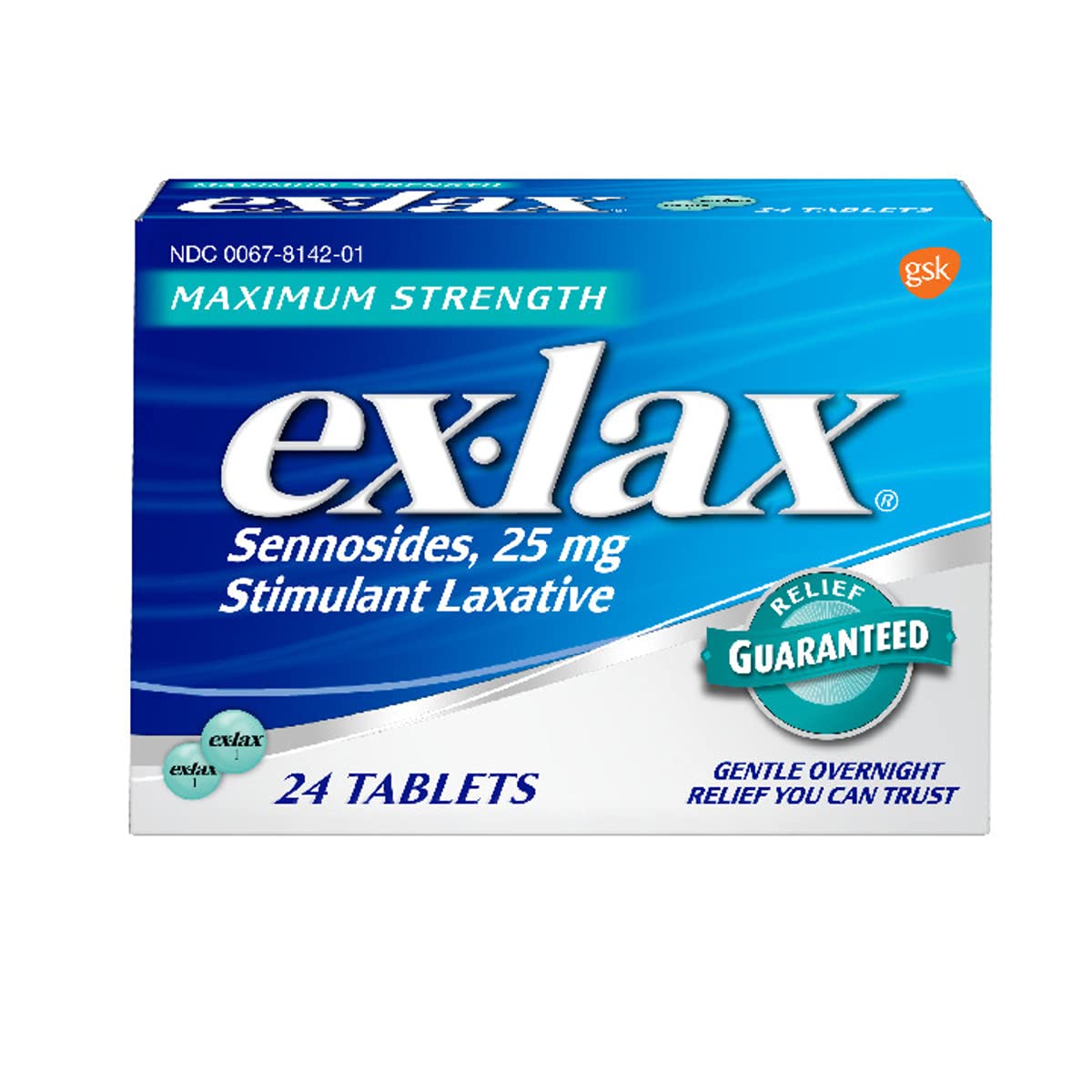 ex-lax Maximum Strength Stimulant Laxative Constipation Relief Pills for Occasional Constipation, Gentle Laxatives - 24 Count