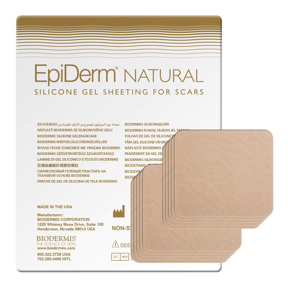 Epi-Derm Patch - 2 x 2.5 in - (5 Pair) (Natural) Silicone Scar Sheets from Biodermis
