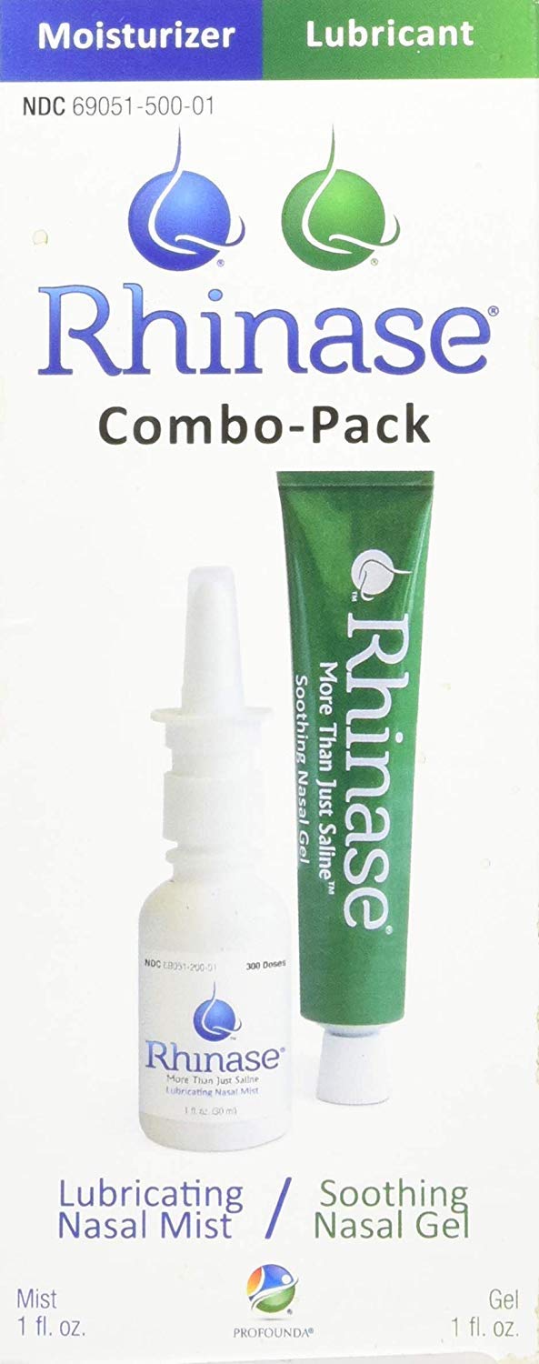 Rhinase Nasal Care Combo Pack - Nasal Gel (1 oz) & Saline Spray (1 oz) for Dryness, Allergy Relief & Nosebleed Prevention, Aloe-