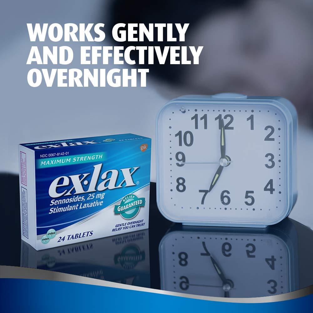 ex-lax Maximum Strength Stimulant Laxative Constipation Relief Pills for Occasional Constipation, Gentle Laxatives - 24 Count