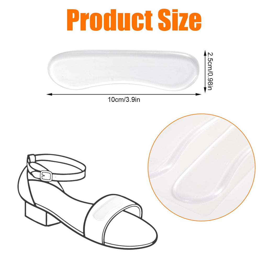 6 Pairs Sandal Strap Cushion Strips, Transparent Self-Adhesive Heel Liners Anti-Slip Heel Strap Cushion Pads for Shoes Too Big S