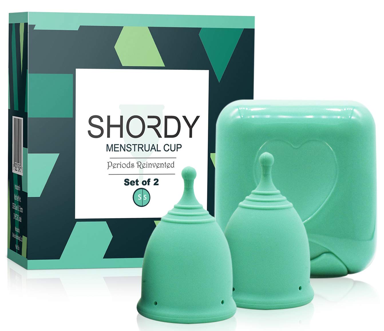 SHORDY Reusable Menstrual Cup (Small) Set of 2 with Mini Box, 100% Soft Silicone, Coupe Menstruelle, Safe Period Cup, Light Flow