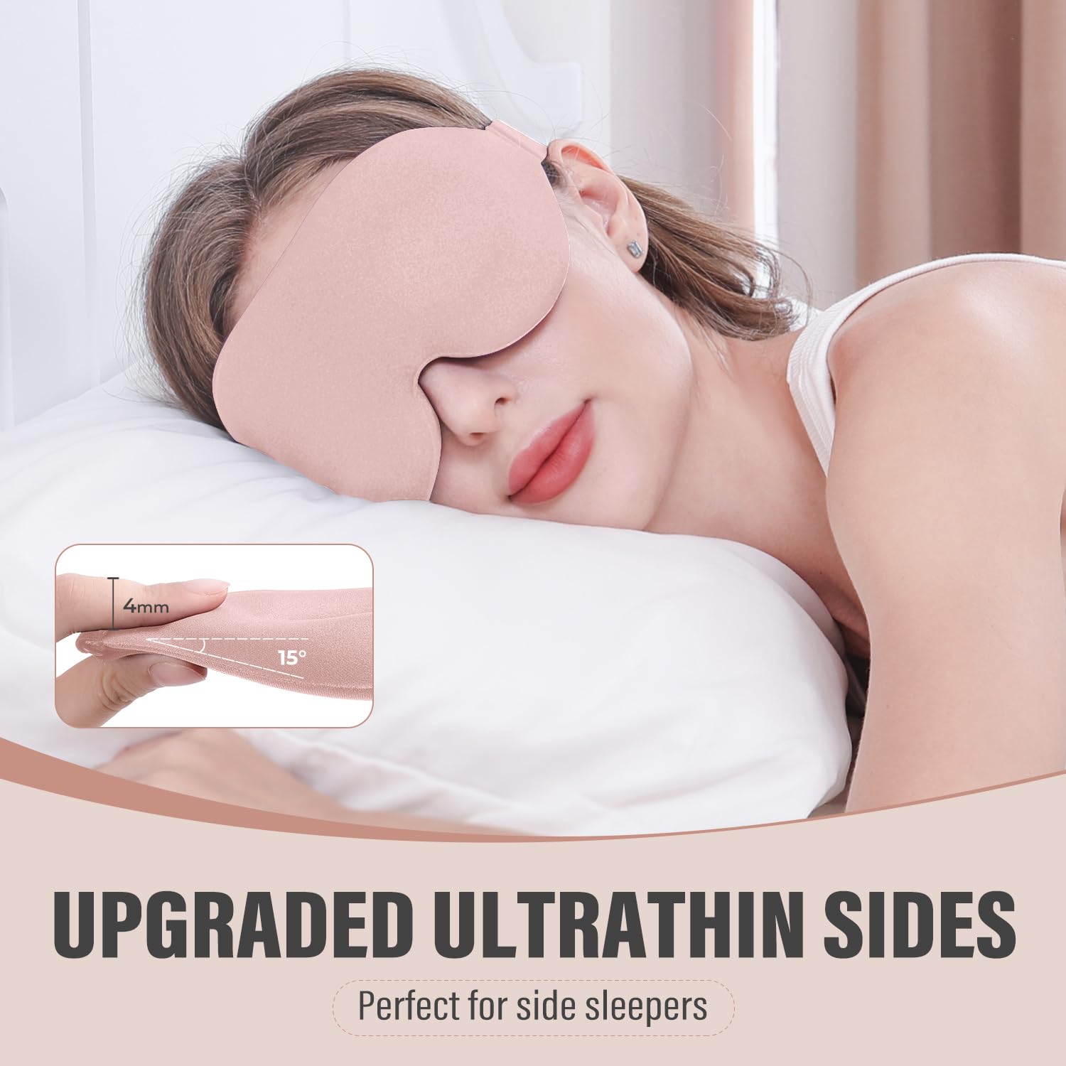 YIVIEW Sleep Mask for Side Sleeper, Complete Light Blocking 3D Pink Sleeping Eye Mask, Soft Breathable Eye Cover for Women Men,