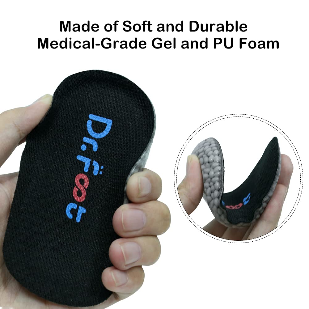 Dr. Foots Height Increase Insoles, Heel Cushion Inserts, Heel Lift Inserts for Leg Length Discrepancies (0.6 Height, Black)