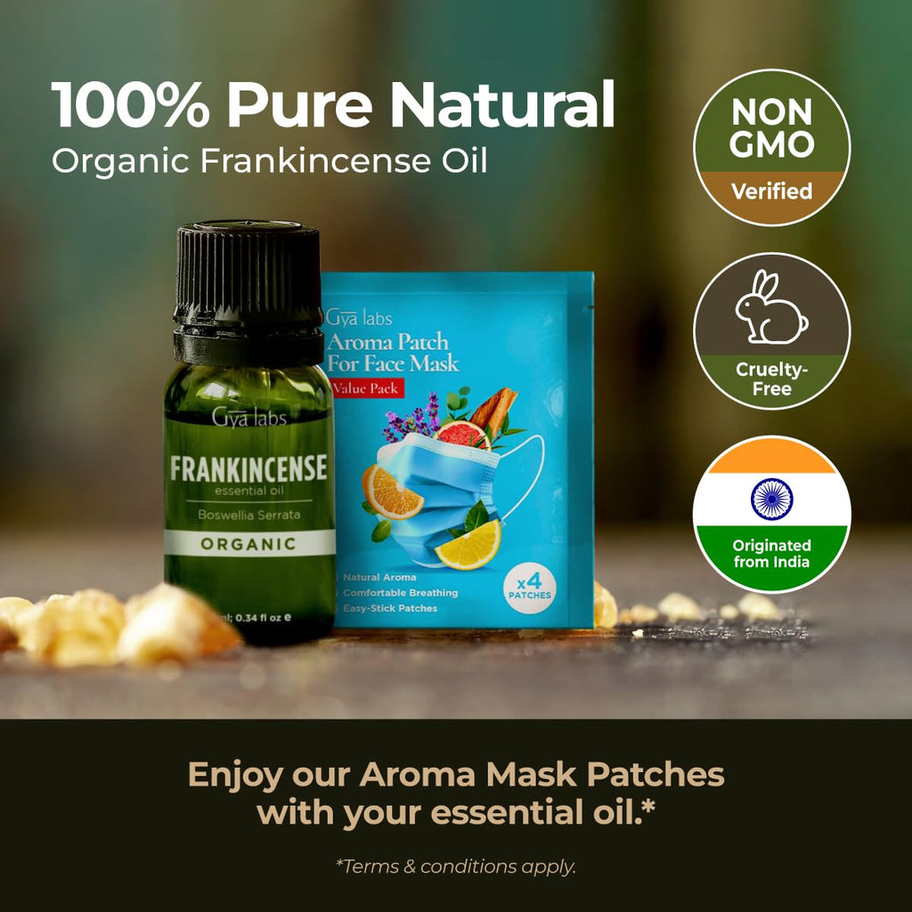 Gya Labs Organic Frankincense Essential Oil for Skin - 100% Pure Natural Organic Frankincense Oil for Face, Body Comfort & Diffu
