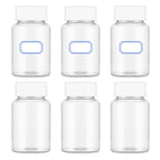Heclia 150ML Clear Pill Bottles 6PCs, Plastic Medicine Bottle Empty Reagent Chemical Containers with Blank Labels, Transparent L