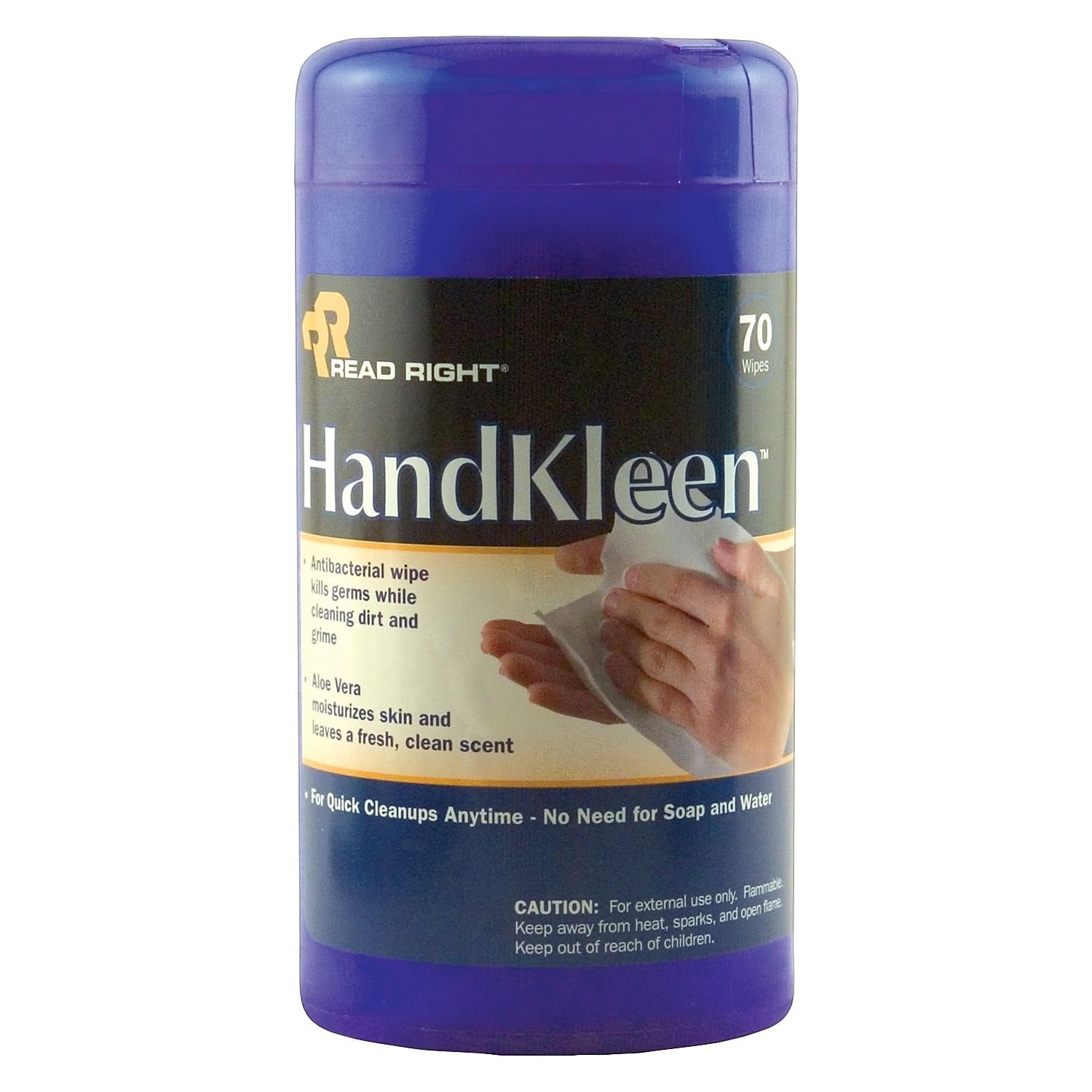 Read Right HandKleen Cloth Premoistened Wipe, 5 1/2-inch(W) x 6 1/2-inch(L), 70/Tub (RR1460)