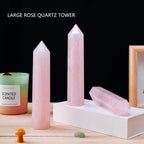 Apengshi Large Rose Quartz Natural Healing Crystal Tower 5.9-6.3 6 Faceted Single Point Love Energy Charger Crystal Wand Stone M