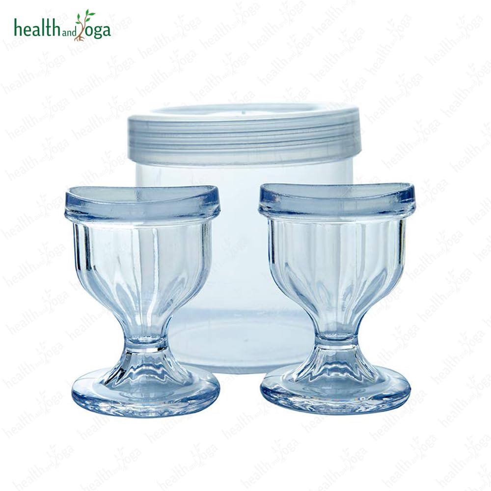 HealthAndYoga ChillEyes Transparent Eye Wash Cups for Effective Eye Cleansing - with Storage Container - Eye Shaped Rim, Snug Fi