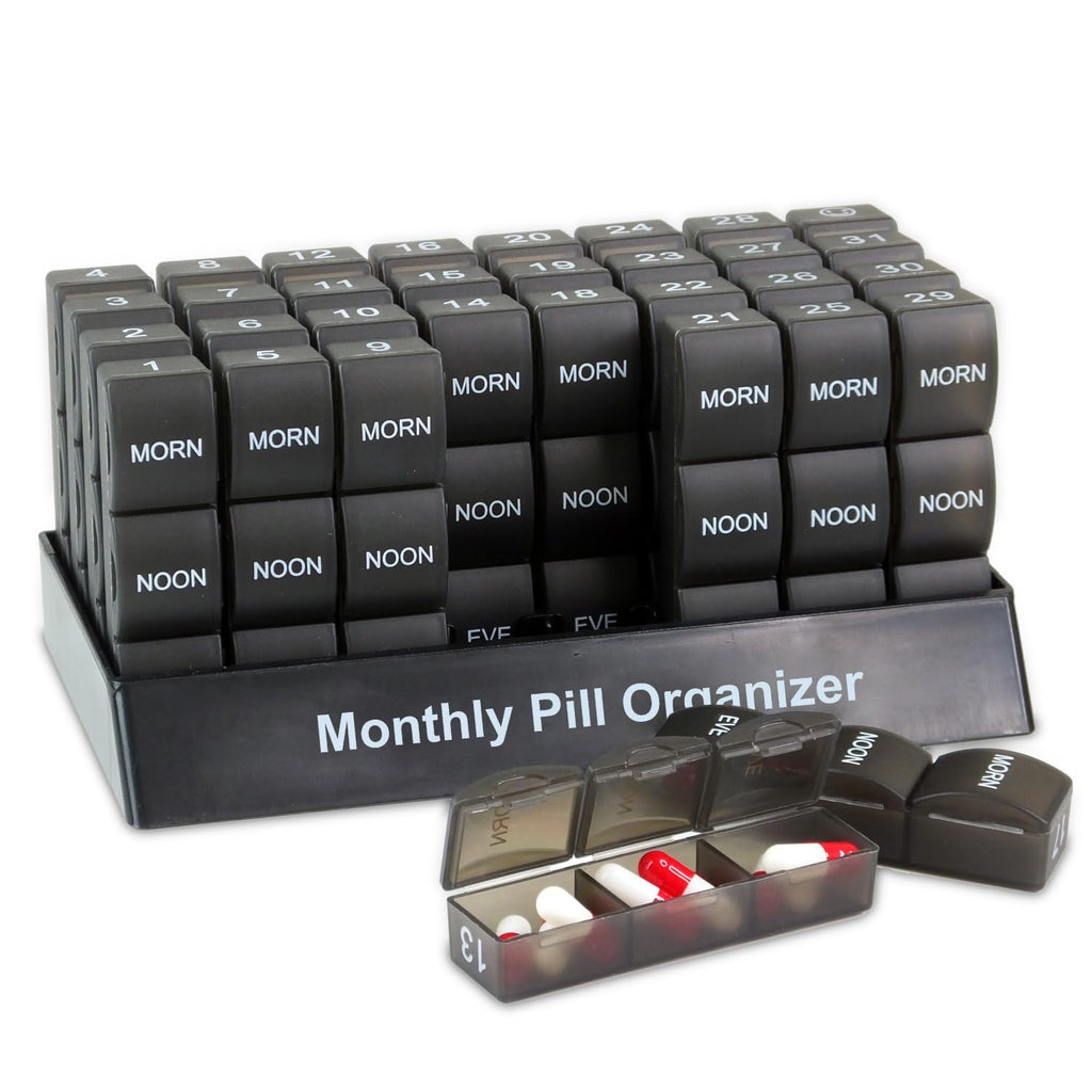 Deke Home - Monthly Pill Organizer 3 Times a Day, 30 Day Pill Box with AM PM Compartments, Large Monthly Medicine Organizer for 