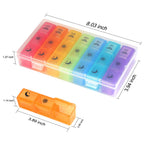 Weekly Pill Organizer,3-Times-A-Day 7 Day Pill Box Large Compartments Moisture-Proof Pill Case Medication Reminder Portable Trav