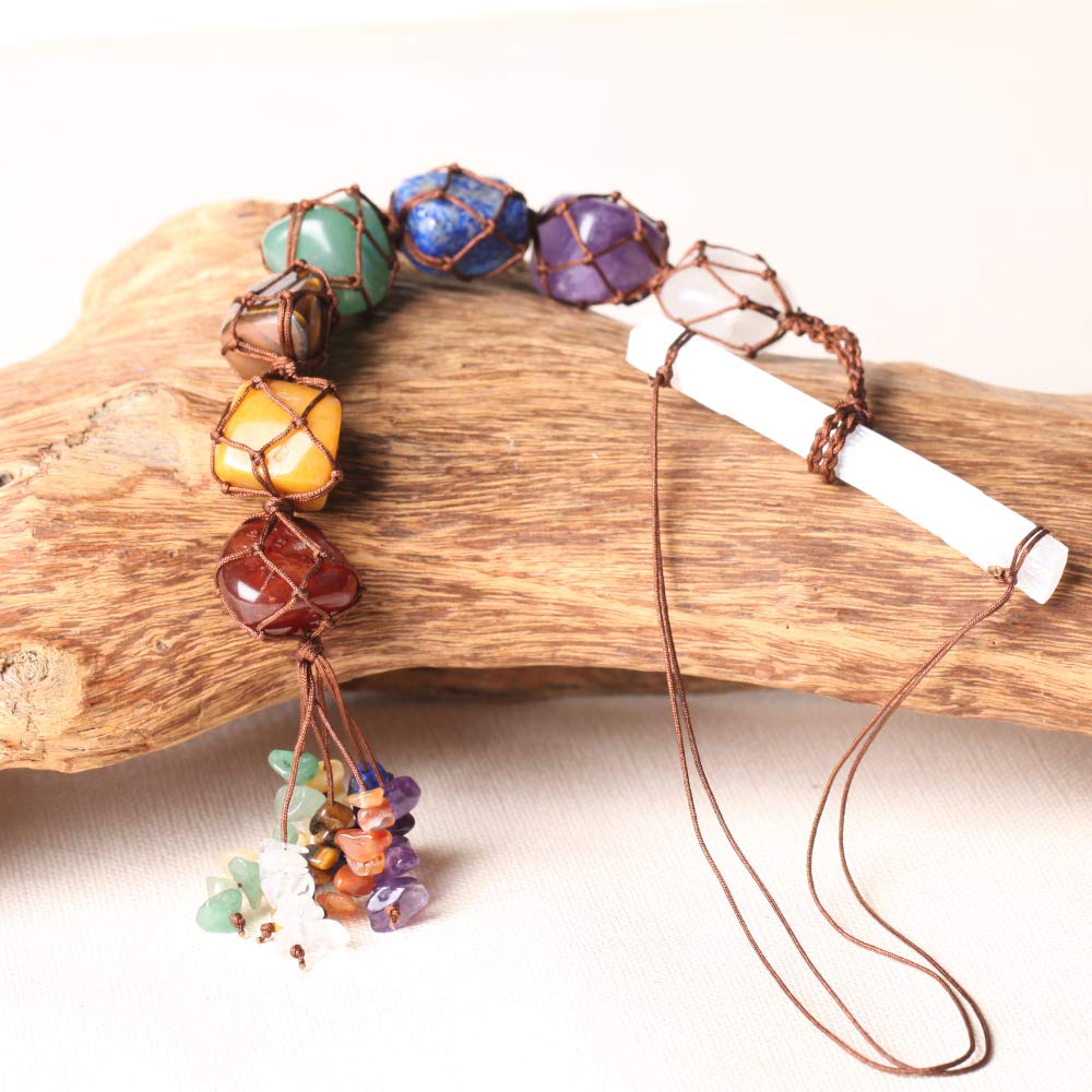 7 Chakra Stones Healing Crystals Hanging Ornament Chakra Tassel Christmas Ornaments Pendulum Good Luck for Home Decoration