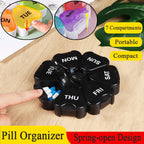 Wopanxye Weekly Pill Organizer, 7 Day Pill Box Daily Reminder, Portable Vitamins Case, Large Capacity Compartments, Travel Pill