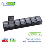 EZY DOSE Weekly (7-Day) Pill Case, Medicine Planner, Vitamin Organizer Box, Convenient and Easy to Use, Large Compartments, Trav