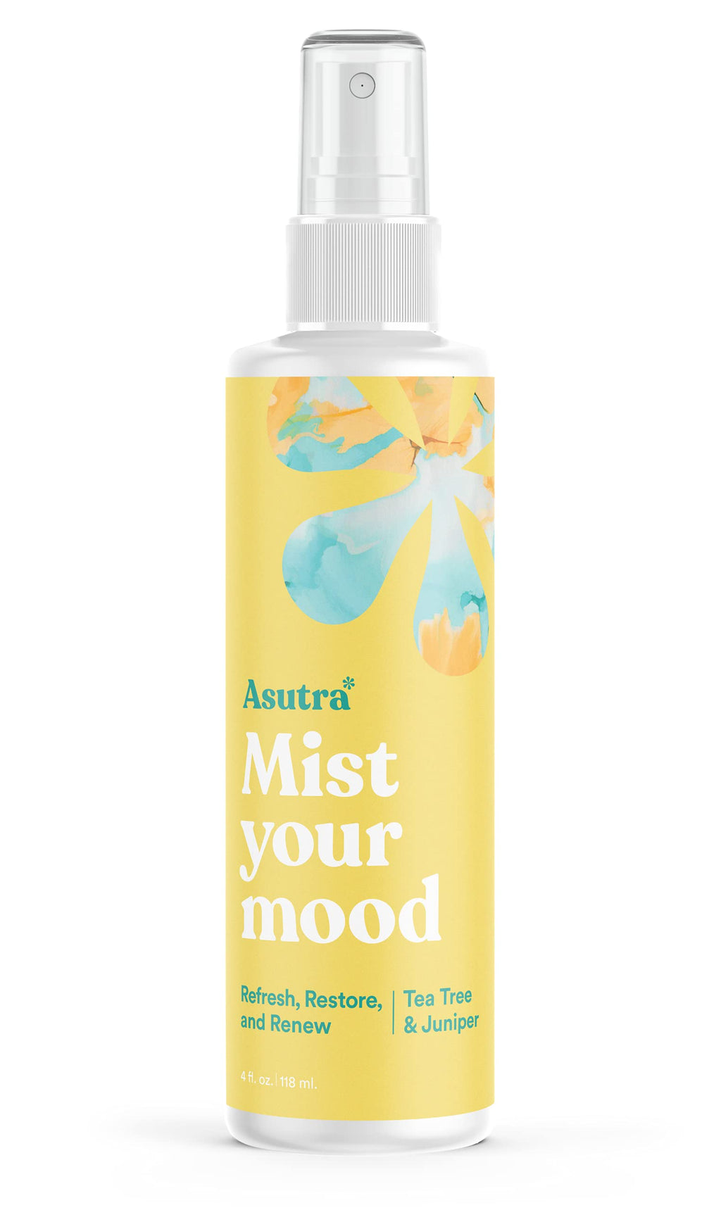 ASUTRA Multi-Use Essential Oil Aromatherapy Spray (Tea Tree & Juniper), 4 fl oz - Mist for Face, Body, Rooms & Linens - Car, Fab