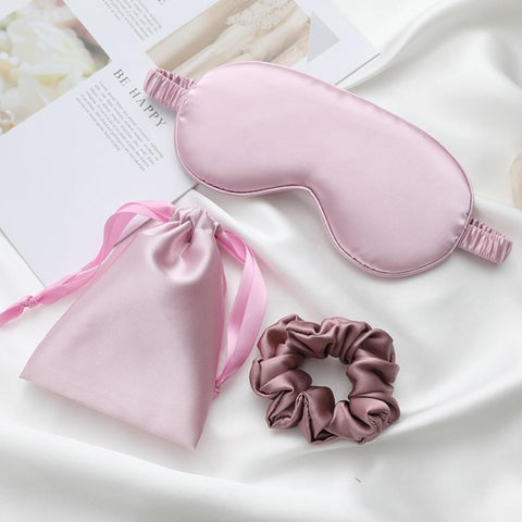 LCBD Silk Satin Sleeping Eye Mask, Light Purple Sleep Eye Mask Night Blindfold for Women and Men, Soft Breathable Blackout Eyesh