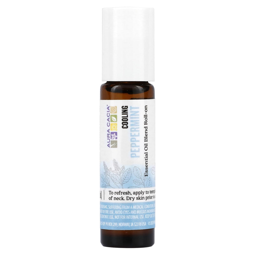 Aura Cacia Peppermint Roll-On | GC/MS Tested for Purity | 9.2 ml (0.31 fl. oz.)