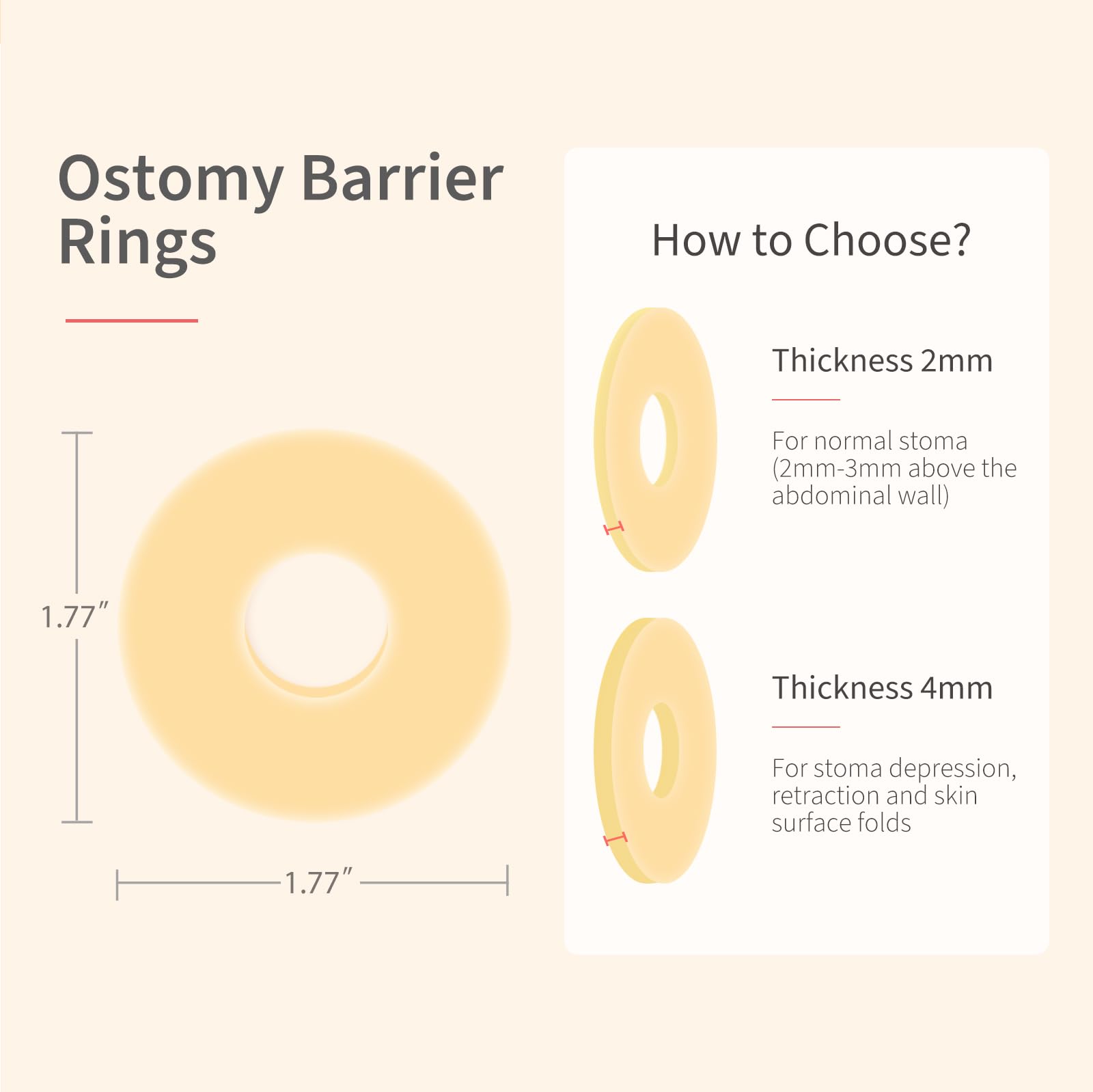 DERAYMI 10 Pack Moldable Ostomy Barrier Rings, 2mm Thickness Barrier Rings for Ostomy Bags, Sting-Free Hydrocolloid Ileostomy El