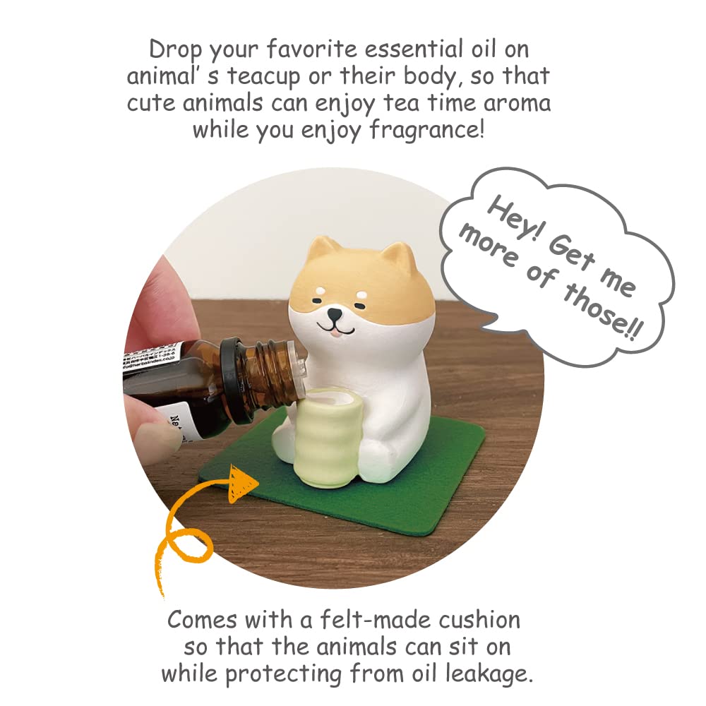 Stone Diffuser Tea-Drinking Animals [ Designed in Japan] Non Electric Passive Diffuser for Essential Oil and Aromatherapy (Ceram