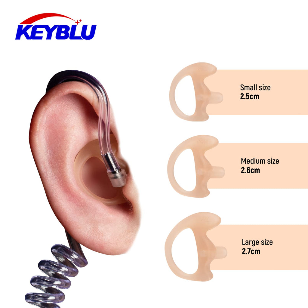 KEYBLU Universal Radio Replacement Earmold, Insert Soft Silicone Earmold Earbud Earplug for Two-Way Radio Coil Tube Audio Kits f