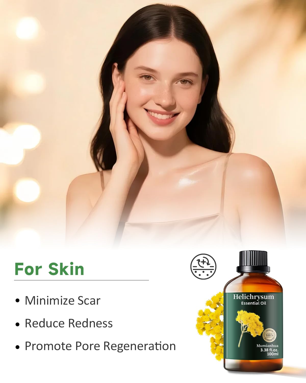 Mumianhua 100% Pure Helichrysum Essential Oil Undiluted & Natural Helichrysum Oil for Home Diffusers, Massages, DIY, Skin, Self-