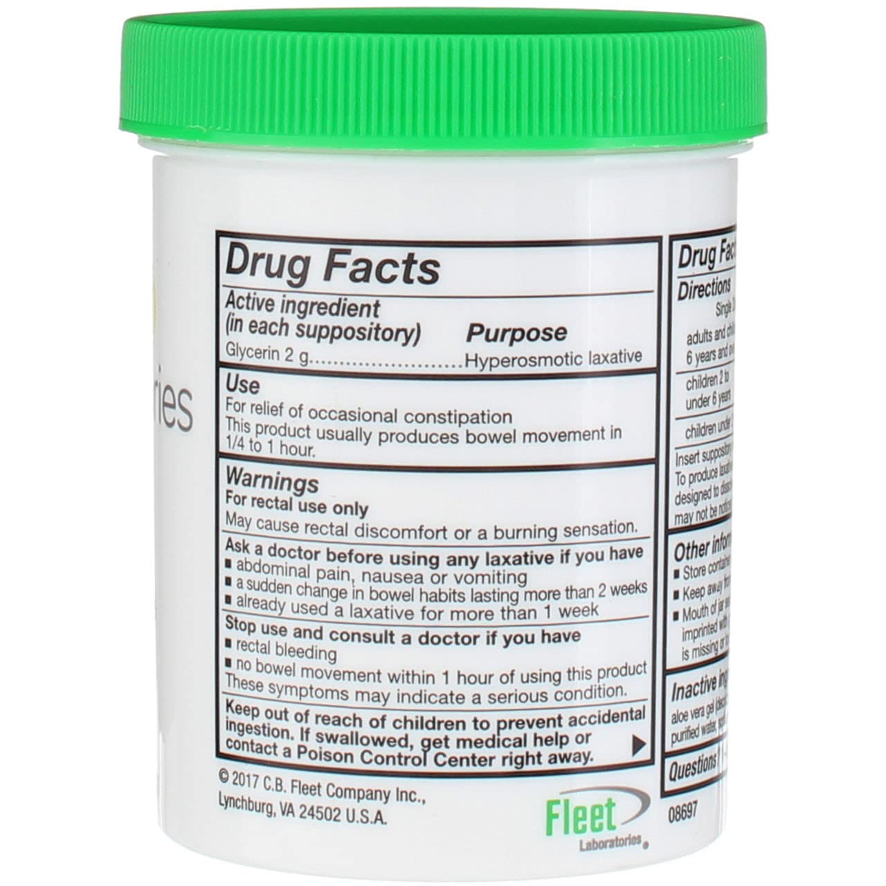 Fleet Laxative Glycerin Suppositories for Adult Constipation, 50 Count (2 Pack)