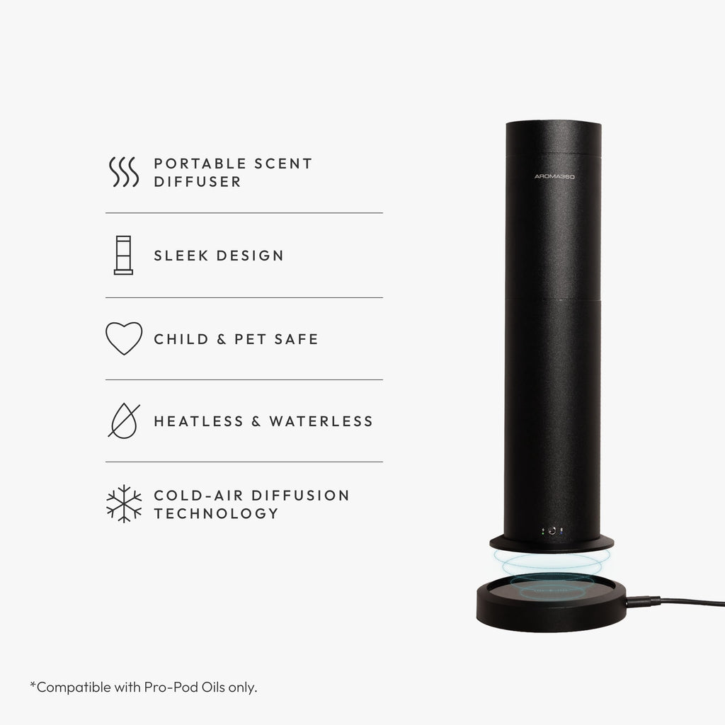 Aroma360 - Wireless Pro Essential Oil Diffuser - 600 sq ft Coverage - Cordless & Portable with Remote - Aromatherapy Scent Diffu