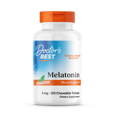 Doctors Best Melatonin, Sleep Support, Non-GMO, Gluten Free Vegan, Natural Mint Flavor 120 Chewable Tablets