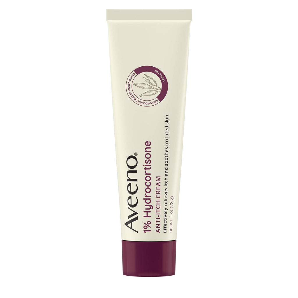 Aveeno Maximum Strength 1% Hydrocortisone Anti-Itch Cream, Triple Oat, Aloe & Vitamin E for Itch Relief from Eczema, Psoriasis,