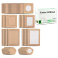 60 Pcs Castor Oil Pack Wrap & Patches 4 Sizes Disposable Self-Adhesive Organic Cotton Pads for Belly Button, Stomach, Joints, Un