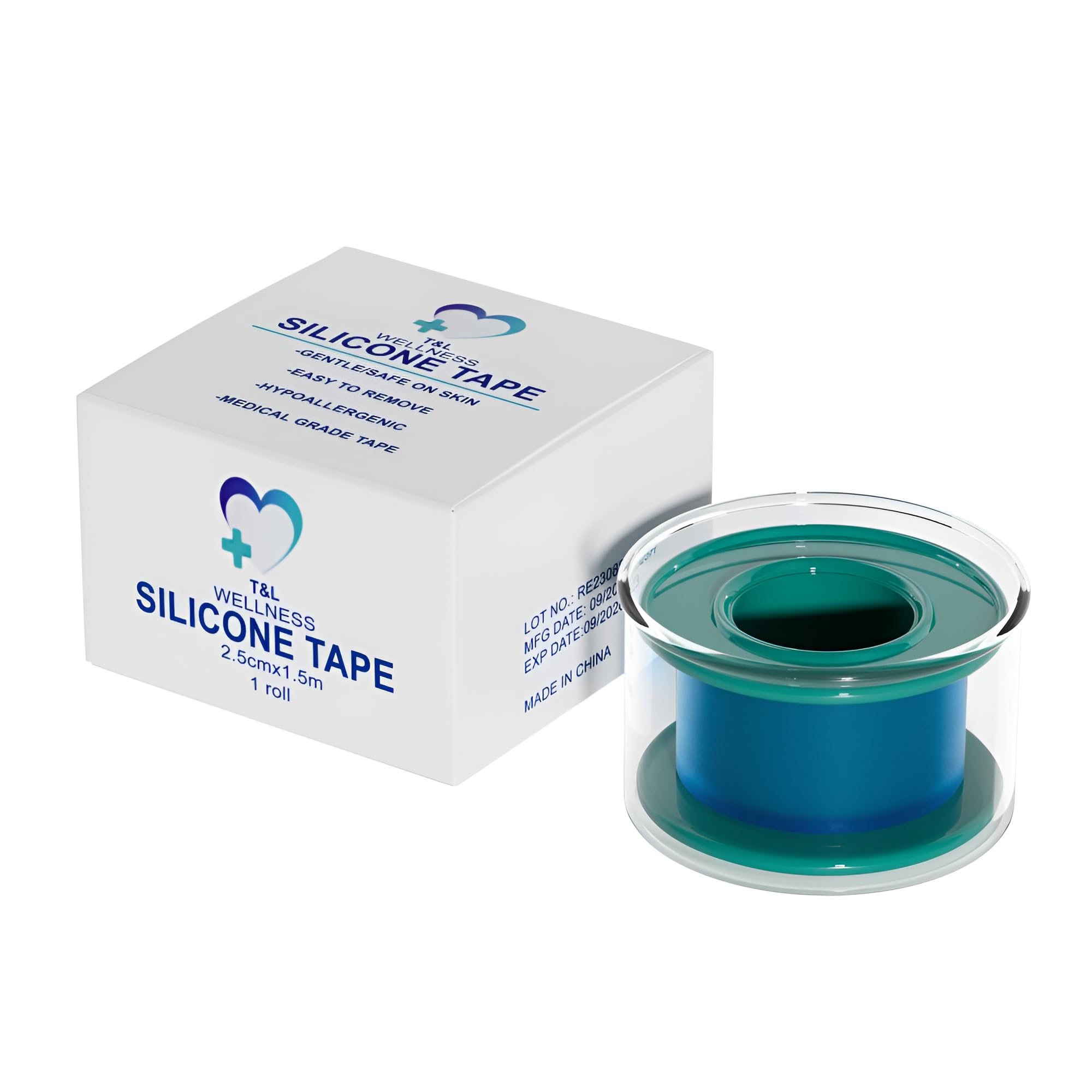 T&L Wellness Hypoallergenic Silicone Roll Tape Easy to Tear Precut Strips (1 Roll, 2.5cmx1.5m)