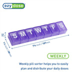 EZY DOSE Weekly (7-Day) Pill Case, Medicine Planner, Vitamin Organizer Box, Convenient and Easy to Use, X-Large Compartments, Tr