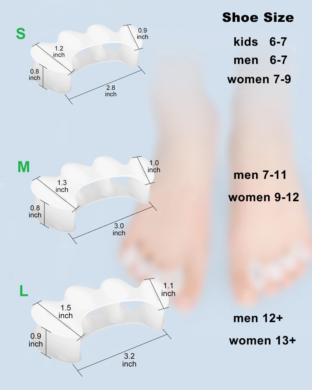 Golbylicc 2Pairs Toe Separators Toe Spacers for Women Men to Correct Bunion, Relieve Feet Pain, Foot Alignment, Toe Straightener