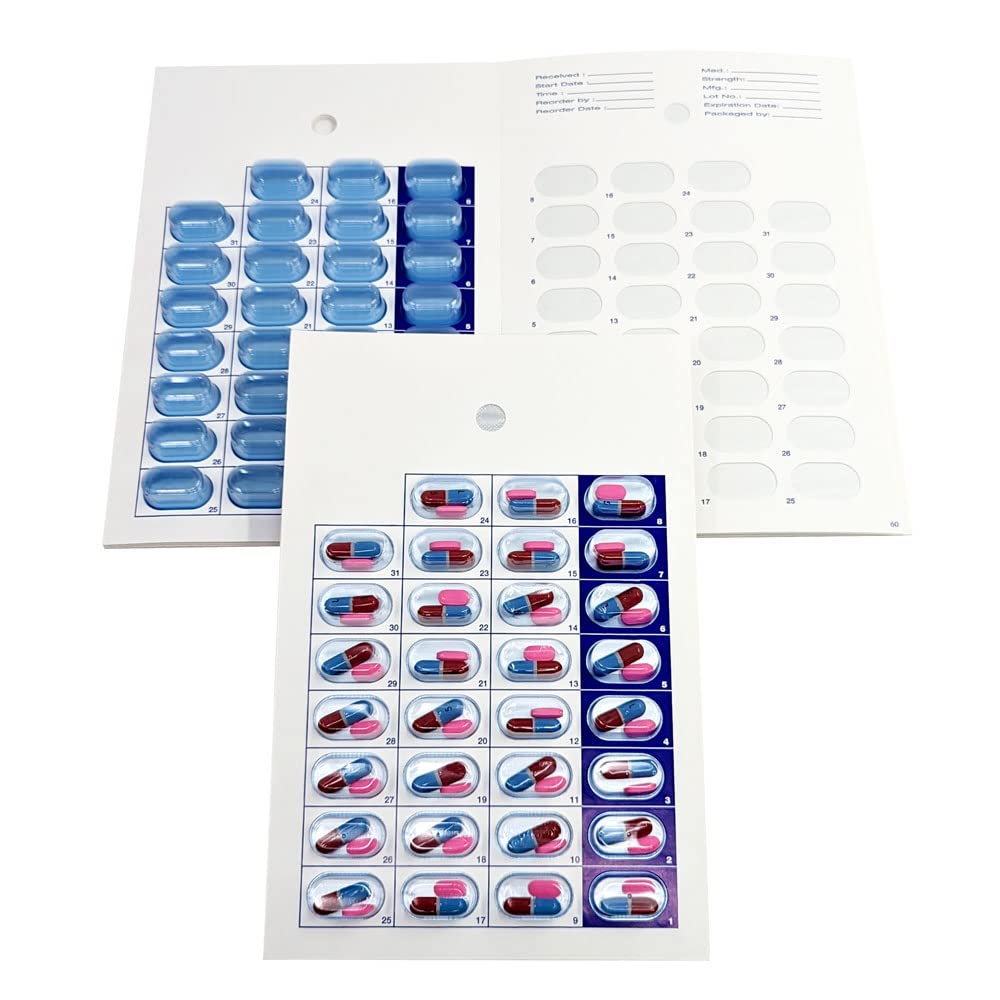 Monthly Pill Organizer Cold Seal Medication Blister Cards - DIY Pharmacy Pill Packaging for Medication, Disposable, Easy to Use,