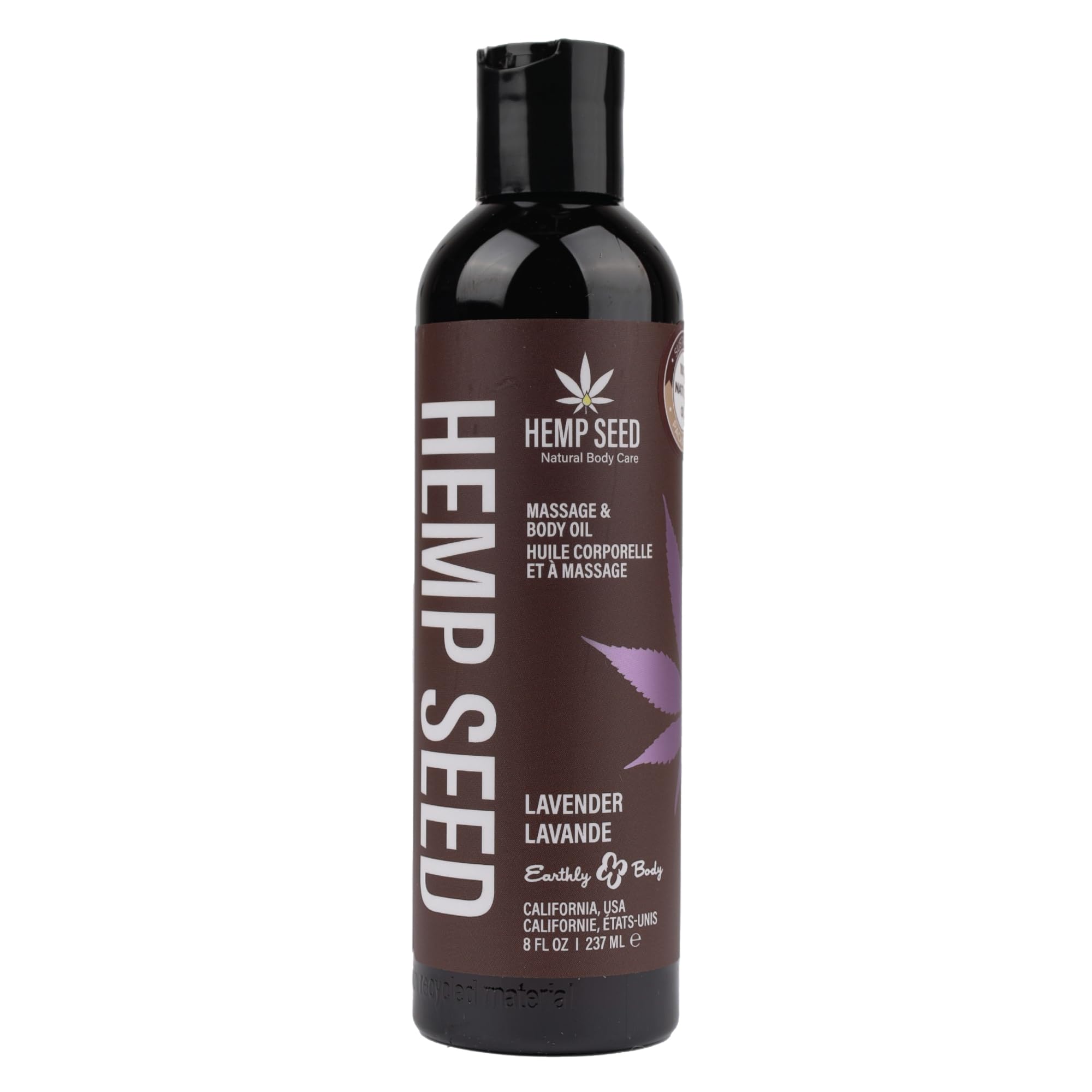 Hemp Seed Massage & Body Oil, Lavender Scent - 8 fl. oz. - Nourishing, Moisturizing Massage Oil - Hemp Seed, Apricot, Grapeseed 