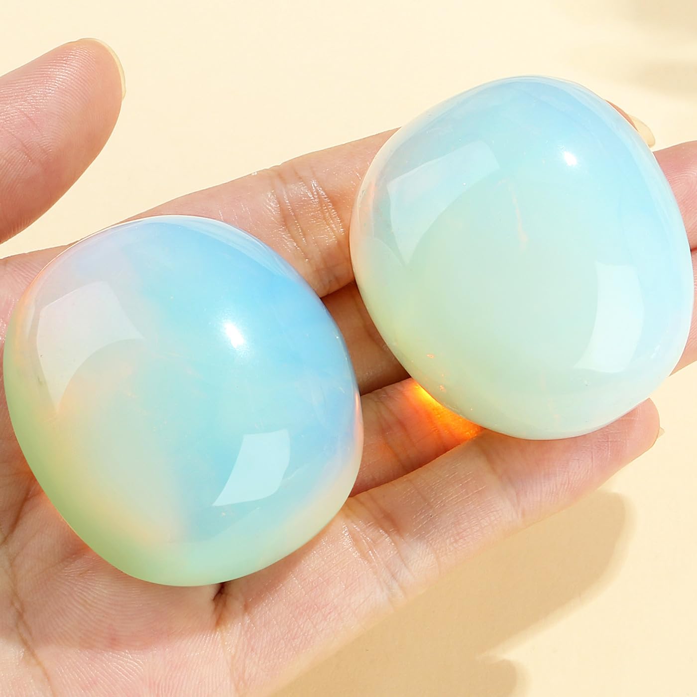 MAIBAOTA 1.6-2.0'' Opal Crystal Large Opal Stone Reiki Natural Tumbled Polished Stones for Energy Witchcraft Therapy Meditation