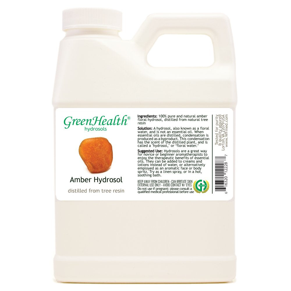 Amber Hydrosol (Floral Water) - 16 fl oz Plastic Jug w/Cap - 100% Pure (NOT Oil)