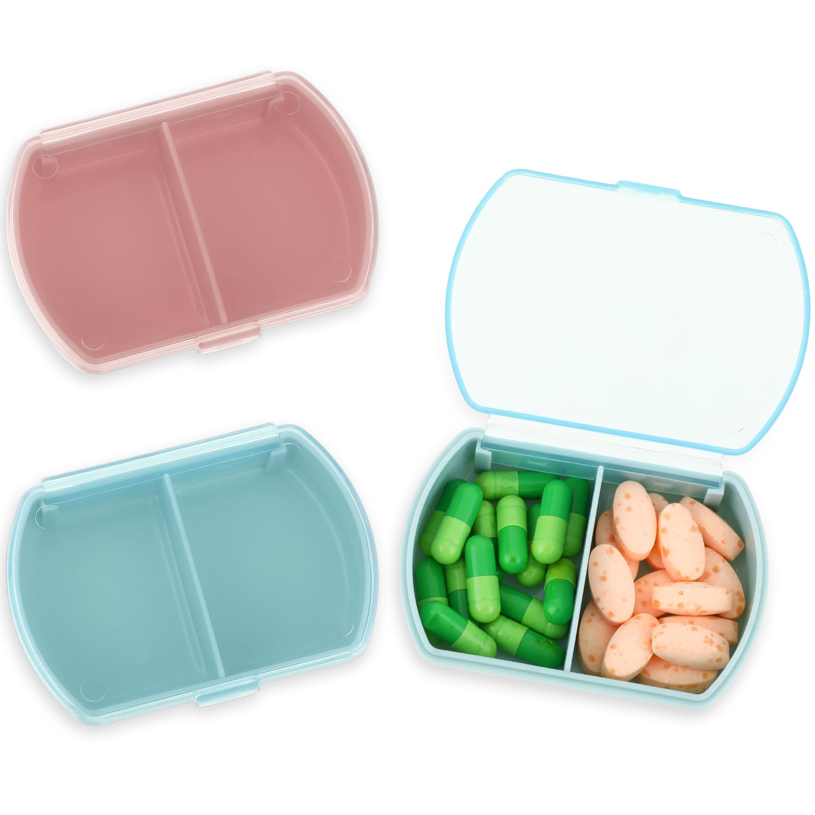 Sibba Pill Organizer Box Case 2 PCS Waterproof Travel Medicines Container Purse Essentials Small Cute Fish Oil Holder Supplement