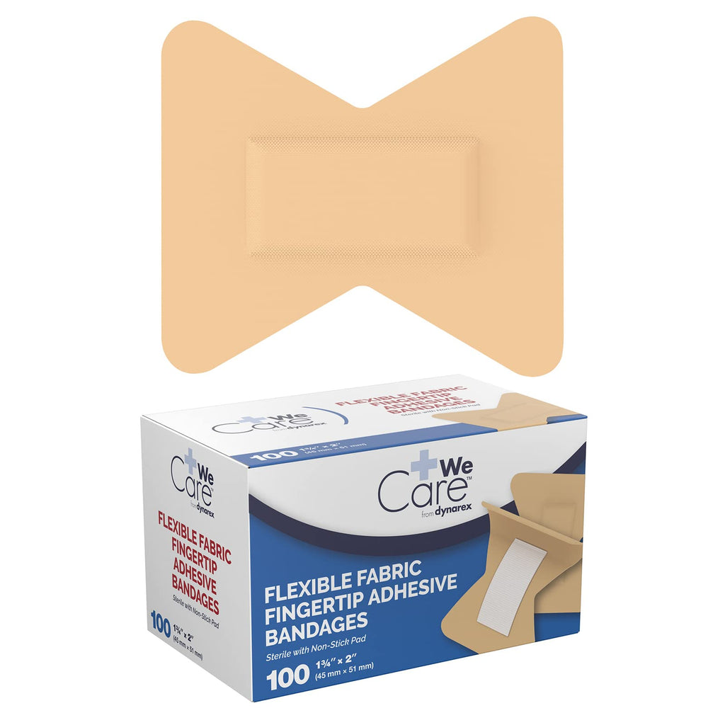 Dynarex Fabric Adhesive Bandages - Sterile & Flexible Fabric Bandages for Wounds - Non-Stick Pads - Individually-Wrapped First A