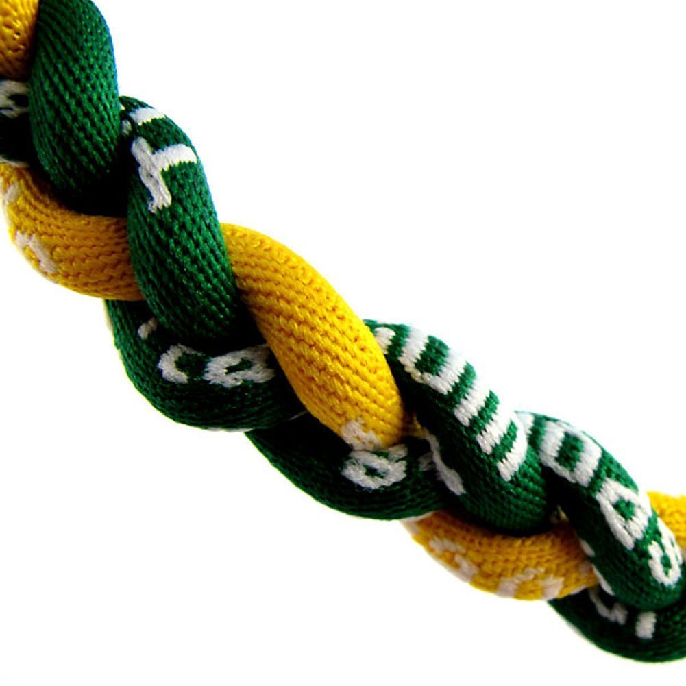 MapofBeauty 18 Fashion Three Braided Rope Sport Style Tornado Necklace (Green/Yellow)