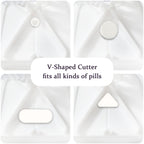 ColeMela Pill Cutter Splitter for Small and Tiny Pills, or Large Pills. V-Shaped Design for Multiple Sizes. Safety Blade Guard.