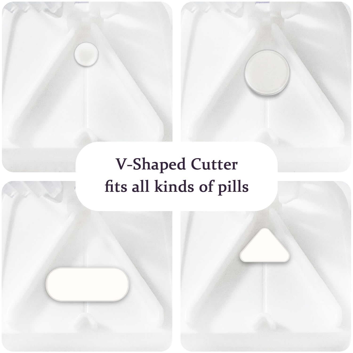 ColeMela Pill Cutter Splitter for Small and Tiny Pills, or Large Pills. V-Shaped Design for Multiple Sizes. Safety Blade Guard.