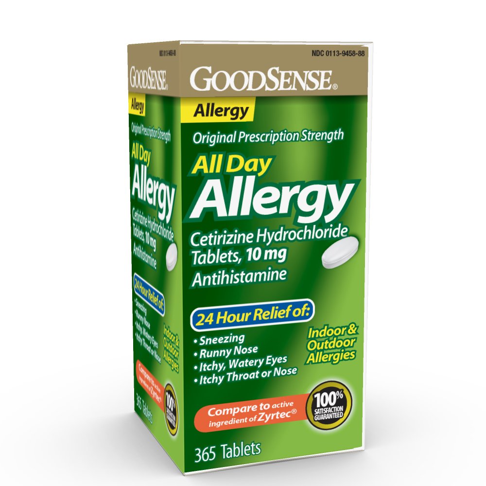 GoodSense 24 Hour Allergy Relief, Cetirizine Hydrochloride Tablets, 10 mg, Antihistamine, (Pack of 24, 8760 Count Total)