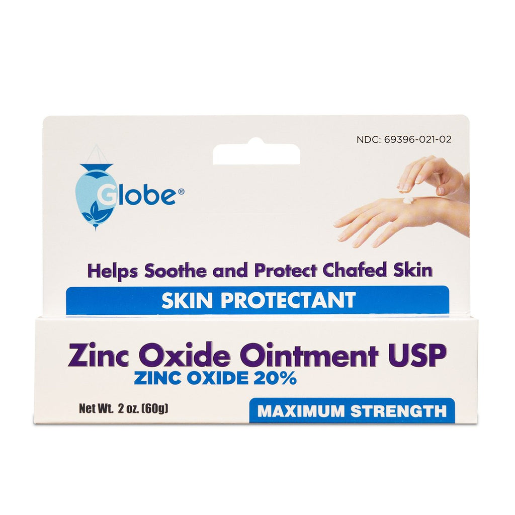GLOBE Zinc Oxide Ointment 20%, 2 Ounce Tube, Advanced Skin Protection, for Diaper Rash, Relief from Poison Ivy, Sumac & Oak, Pro