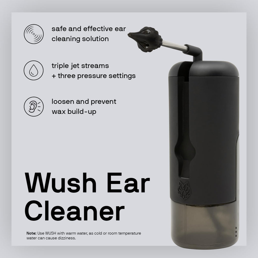 Wush Pro By Black Wolf- Deluxe Water Powered Ear Cleaner- Safe & Effective- Electric Triple Jet Stream 3 Pressure Settings For E