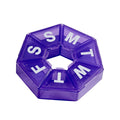 EZY DOSE Weekly Pill Organizer, Medicine Box, and Vitamin Planner, Travel Pill Planner, Portable Storage, 7-Sided, Purple, BPA F